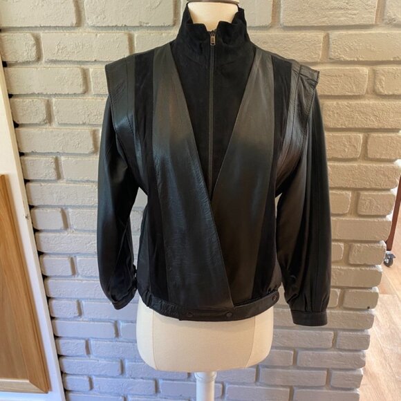 Aysen Black Leather & Suede Jacket, Size S #014 - Picture 1 of 6